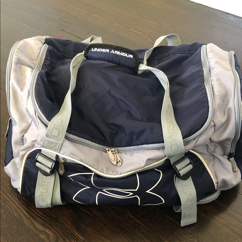 Under Armour Navy and Light Gray Duffel Bag with Logo